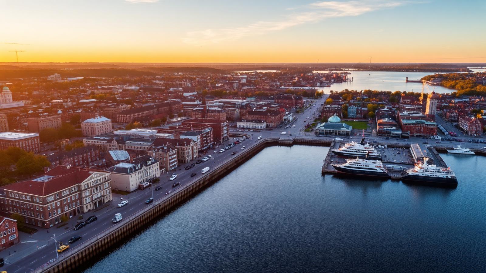 Göteborgs hamn i kvällsljus